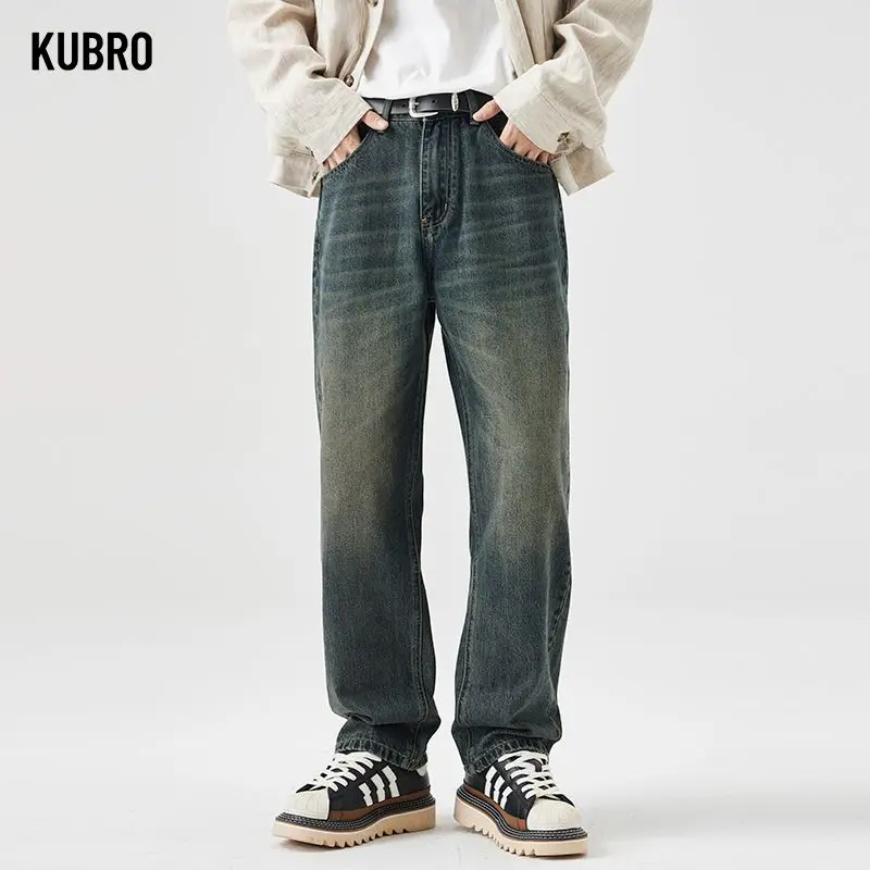 

Мужские модные джинсы Y2K, винтажные потертые мужские джинсы в готическом стиле, универсальные мешковатые широкие брюки в стиле ретро, осень-зима