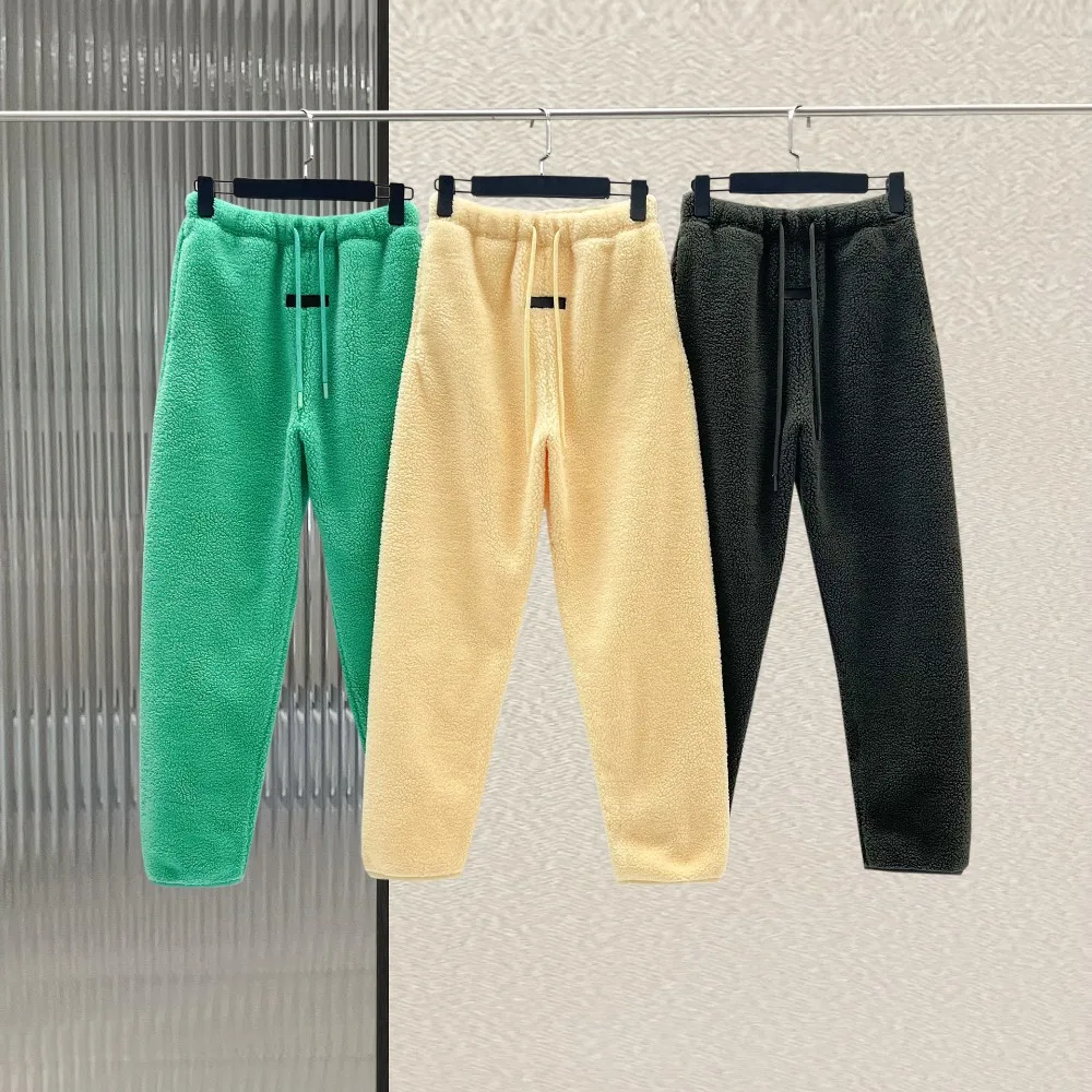 

FW24 Luxury Design Men's Polar Velvet Pants Designer Brand Couple High Street Solid Color Bundle Foot Wrapped Sweatpants