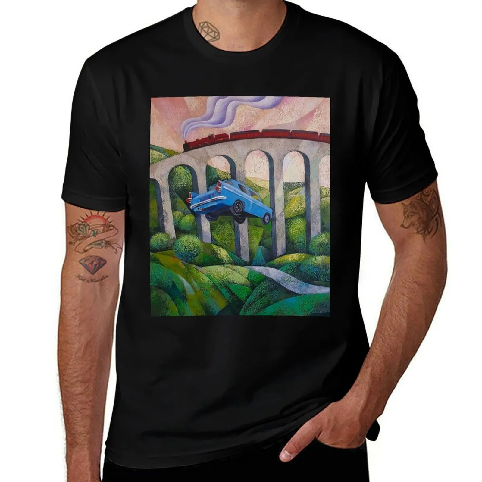 flying car T-Shirt Big and Tall Crew Neck Tee T-Shirt