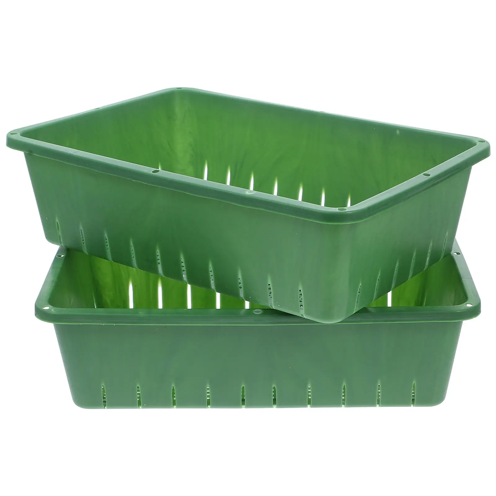 2Pcs Flat Seedling Tray Plastic Stackable Plant Nursery Trays Breathable Grow Tray Indoor Planting Accessories