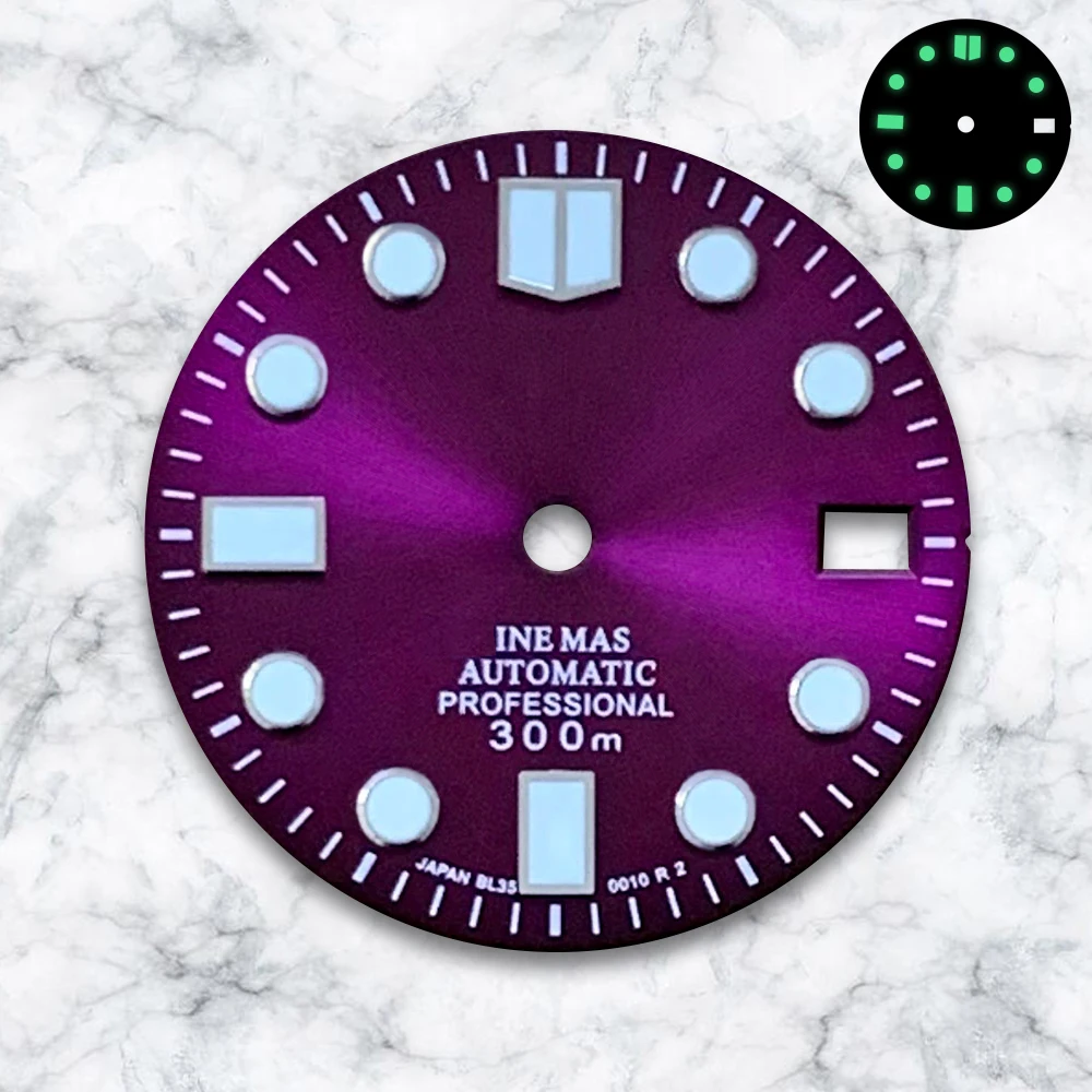 Quadrante da 28,5 mm con logo S adatto per movimento automatico giapponese NH35/NH36 Accessori per la modifica dell'orologio luminoso verde