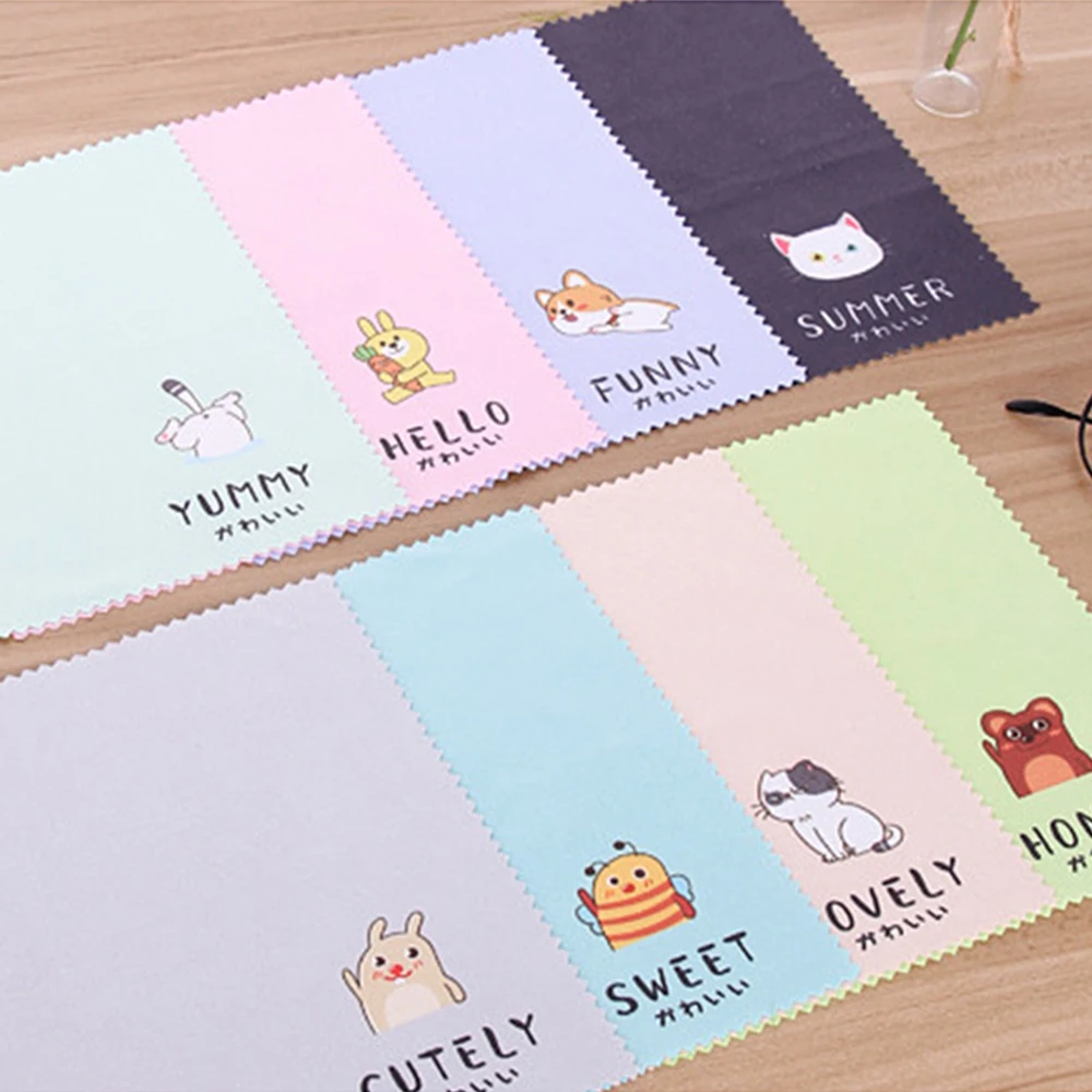 4pcs Microfiber Eyeglass Cleaning Cloth Cute Cat Cleaner Clean Glasses Wipes For Lens Sunglasses Camera Computer Customized Logo