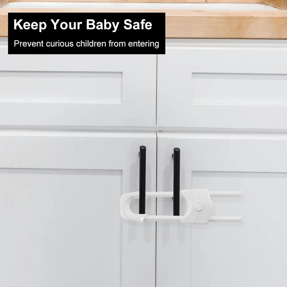 

Children Security Protector Baby Double Door Cabinet Locks Protection Equipment Solid Color Slot Locks Straps Plastic