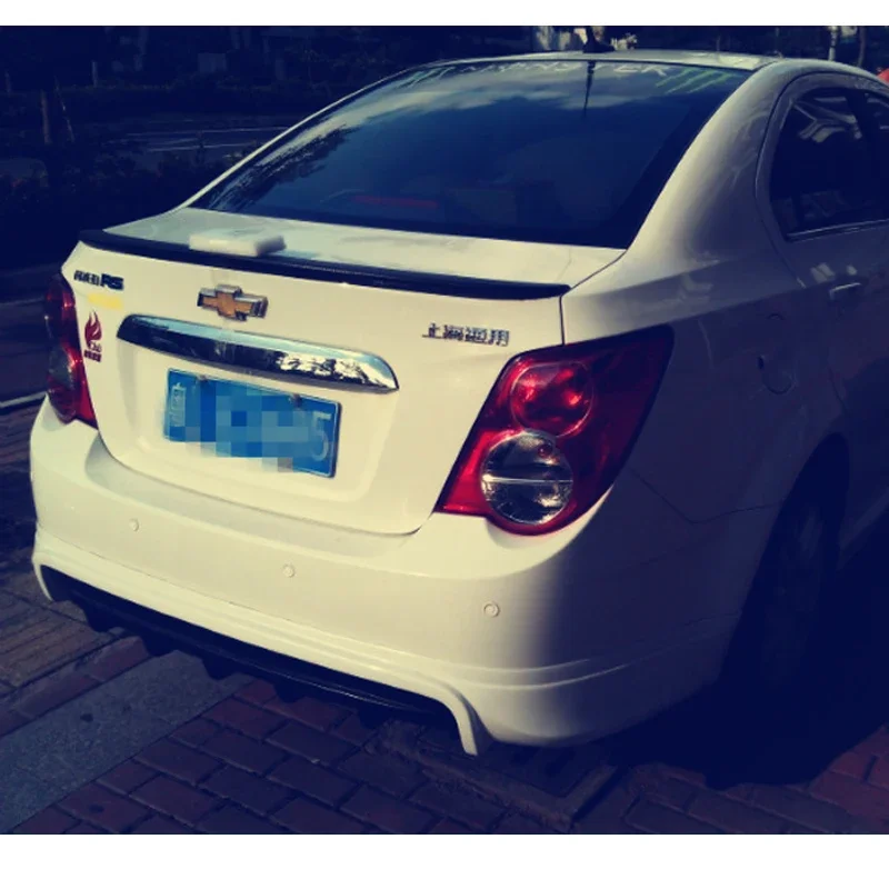 For Aveo Spoiler ABS Material Car Rear Wing Primer Color Rear Spoiler Press the tail For Chevrolet Aveo Spoiler 2011-2014