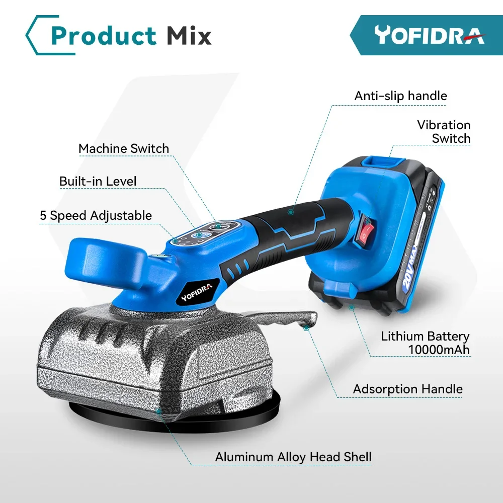 Tile Vibration Cordless Tiles Tiling Machine 5 Gear Adjustable Floor Vibrator Leveling Wall Tiles Tiling For Makita 18V Battery