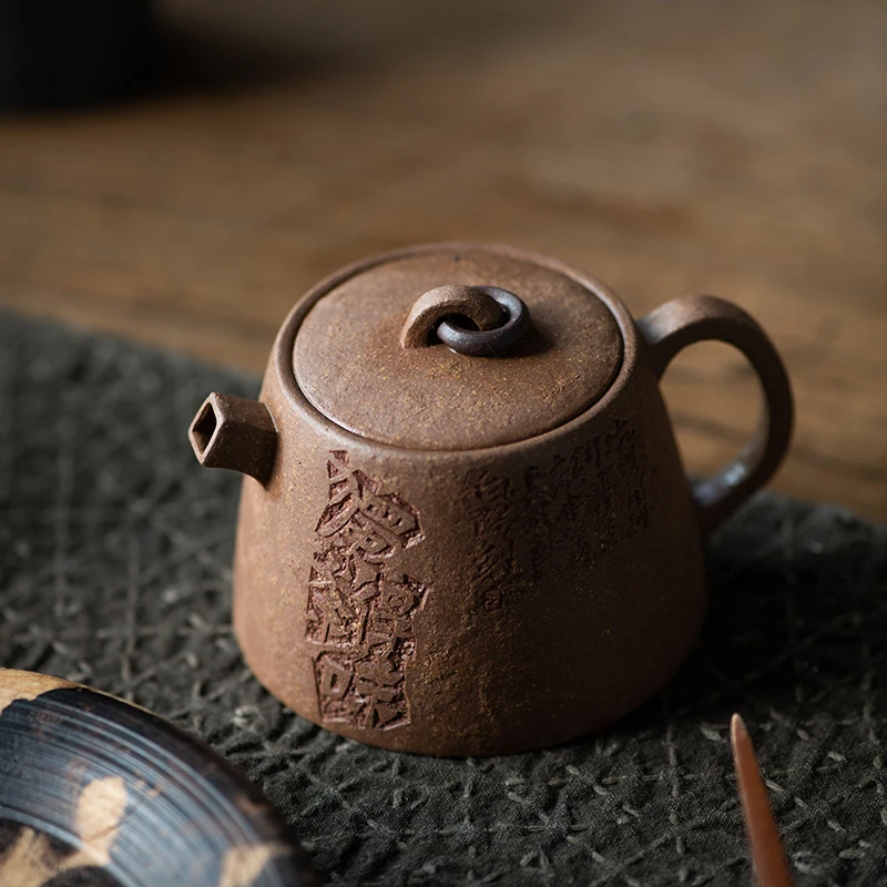 Yixing Purple Clay Pot Literati Tea Ware Handmade Minimalist Tea Set Ancient Right Pot Raw Ore Beige Clay Bionic Pot