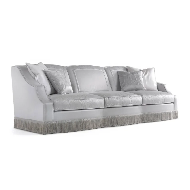 &Furniture Wheidon Sofa Couch Designer Fringed Sofa Armchair in Velvet for Living Room Luxury Home Club