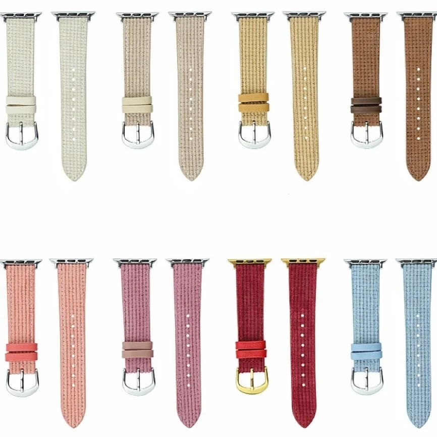 فحص جلد الغزال حزام ل سوار ساعة يد آبل 7/6/5/4 سلسلة 42/44/45 مللي متر اكسسوارات معصمه ملكة جمال السيدة سيدة 8 الترا 49 مللي متر