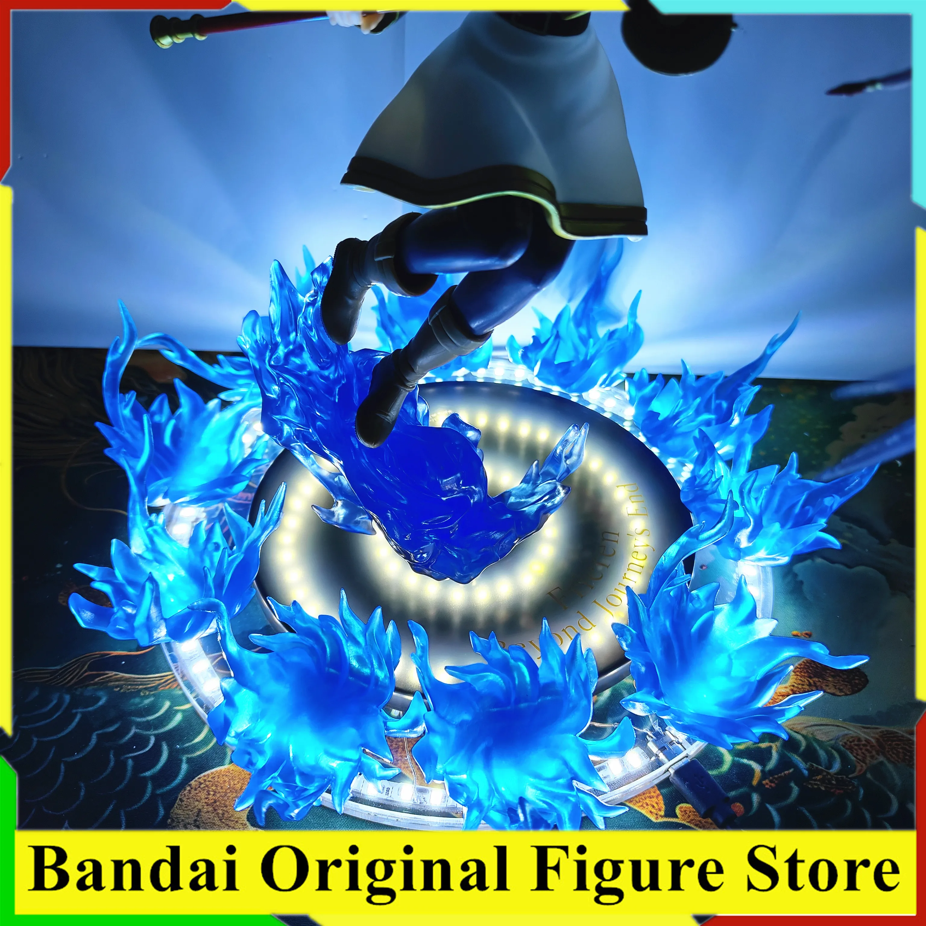 Original taito amp frieren azul fogo mágico led efeito base luz figura de ação brinquedos frieren além do fim da jornada modelo pvc