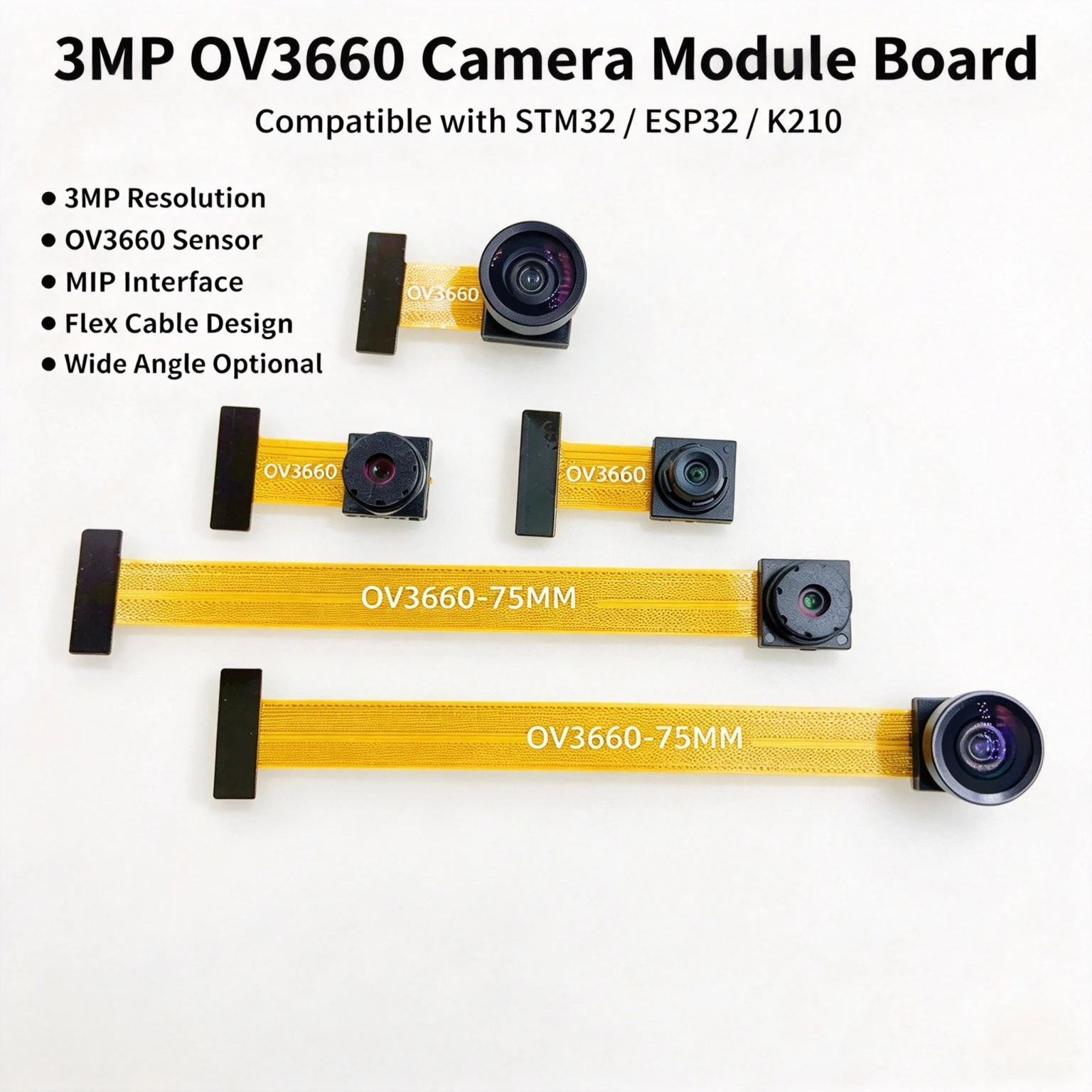 3MP OV3660 Camera Module Board Compatible with STM32 ESP32 K210