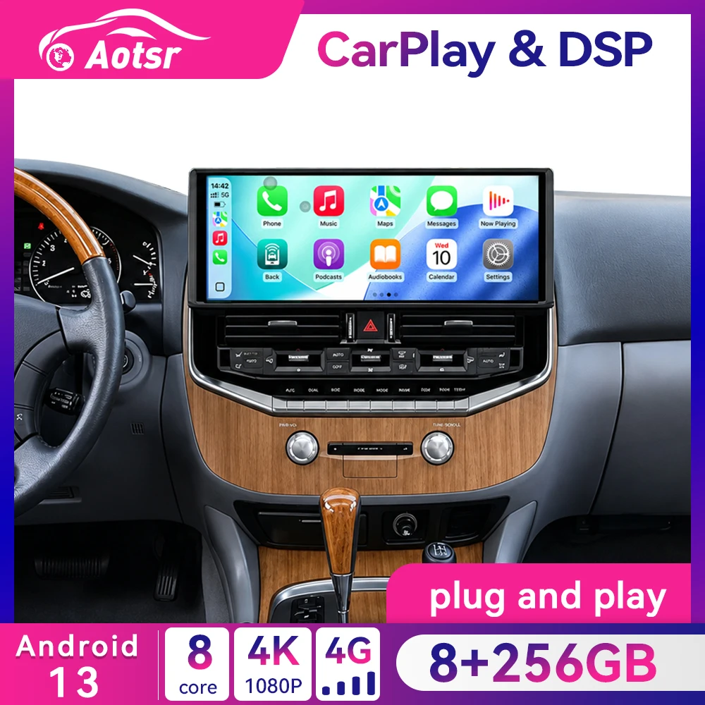 Android 13.0 Car Radio for Toyota Land Cruiser LC100 Lexus LX470 2002-2007 16.3inch Screen with GPS Navigation Rear View Camera