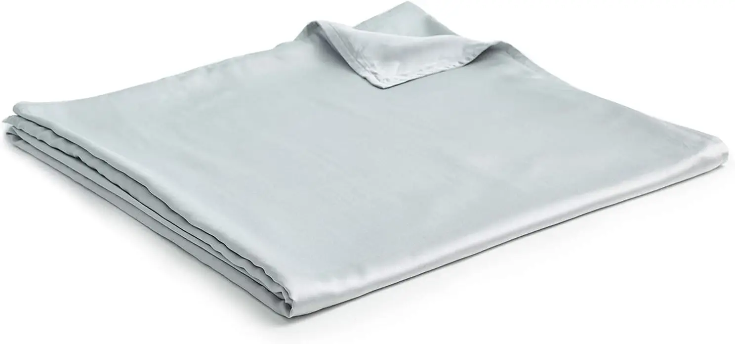 Exclusive Cooling Duvet Cover for Weighted Blankets with 16 Strings (Light Grey, 60