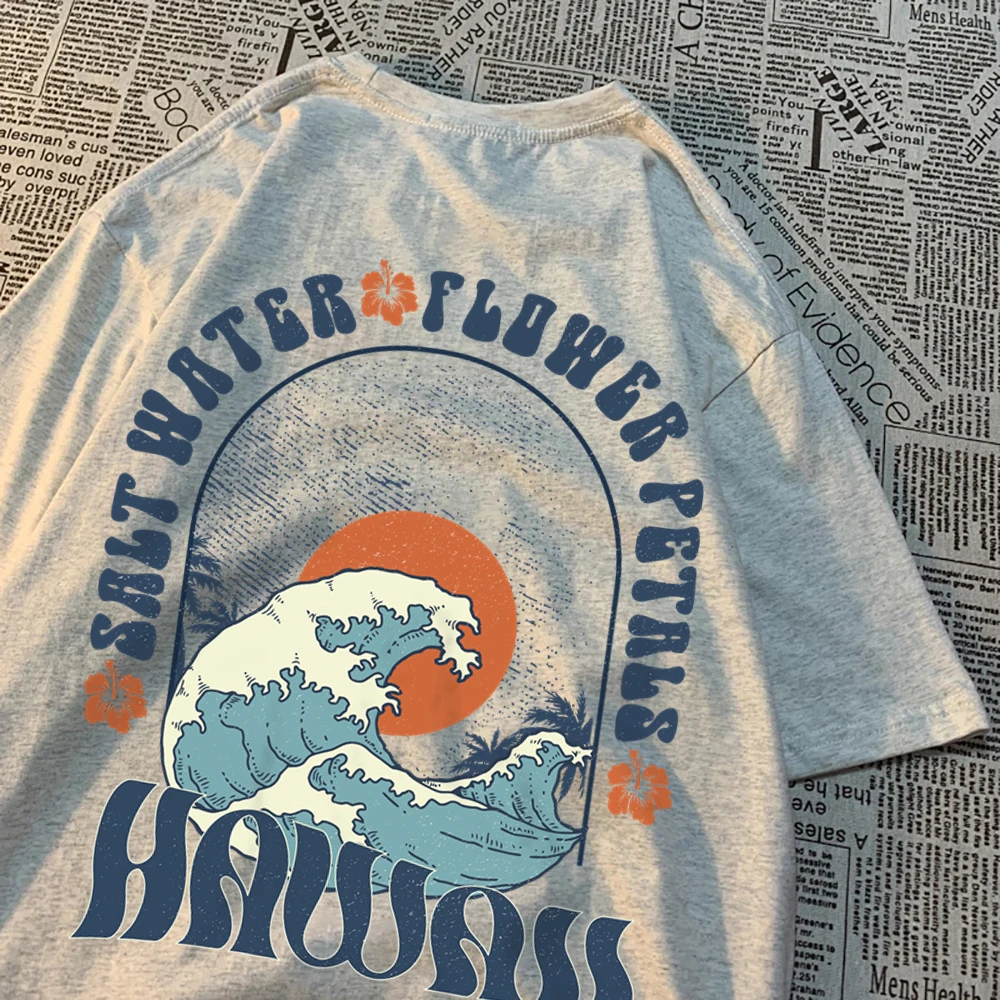 Beautiful Salt Water Petals Patterns T-Shirts Men Casual Tee Clothes Clothes Comfortable Sweat Summer Tops Vintage Loose Tshirt