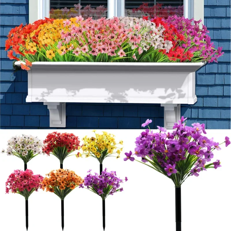 

Искусственные цветы, устойчивые к УФ-излучению, не выцветают, из искусственного пластика, для декора дома, сада, свадьбы, реквизит для фотосъемки на открытом воздухе