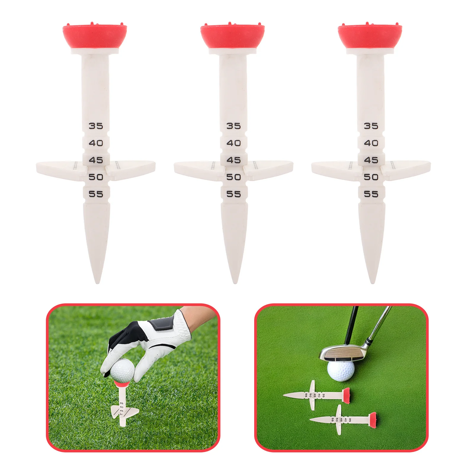 6 قطع من تي شيرتات الجولف غير القابلة للكسر بارتفاع قابل للتعديل من البلاستيك لمجموعة القيادة في الأماكن المغلقة والمفتوحة معدات التدريب المحاكاة