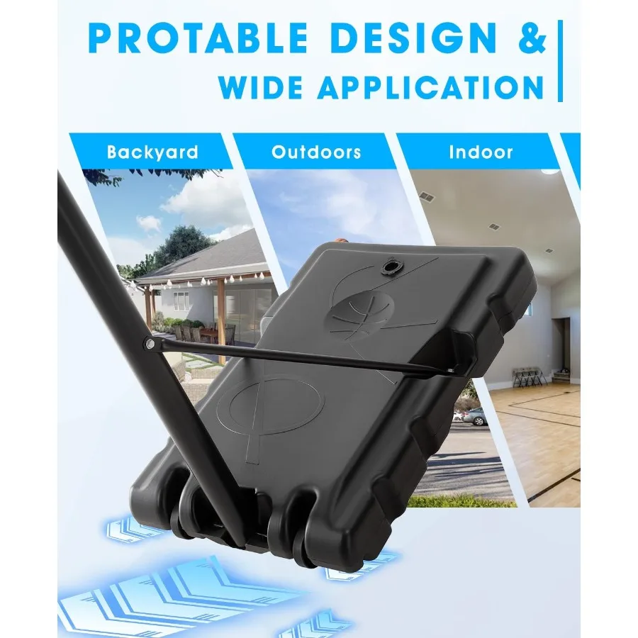 휴대용 농구대 야외용 6.9피트 10피트 조절 가능한 농구대 성인용 실내외 겸용 튼튼한 PE 베이스 포함