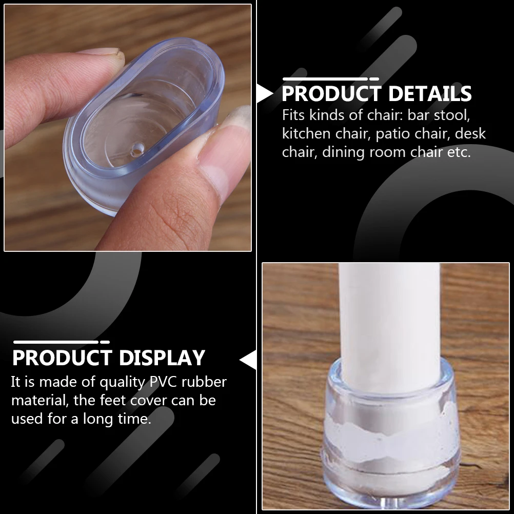 

8Pcs Chair Leg Foot Covers PVC Rubber Anti-Slip Floor Protectors Furniture Leg Caps for Home Office School Dining Room