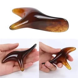 Masajeador corporal triangular de resina ámbar Gua Sha, herramienta de acupuntura Shiatsu, masaje de raspado de piernas y cuello, terapia de puntos gatillo