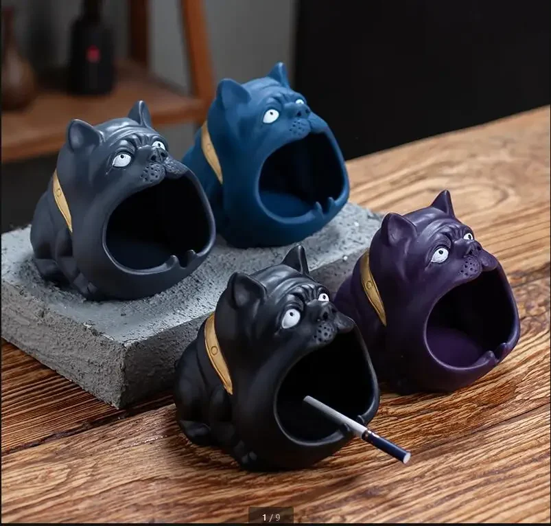 

Бытовая пепельница с мультяшной собакой, креативная матовая керамическая пепельница большой емкости, ветрозащитная и летающая пепель, декор для гостиной, рабочего стола