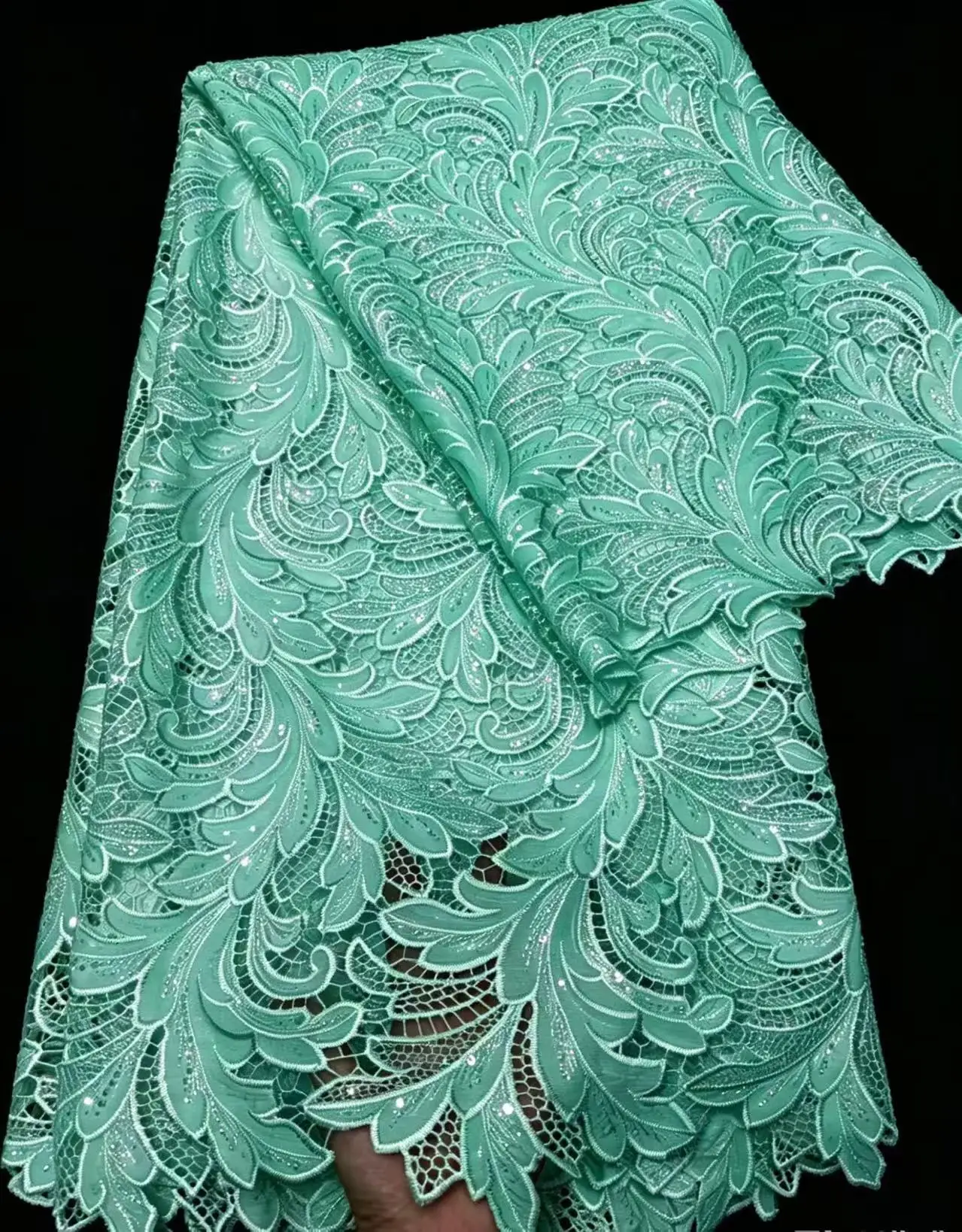 2026 Nigerian Cord Guipure Lace Fabric High Quality 5 Yards Knitted Water Soluble African Lace Fabric Wedding Dress for Sewing view 2