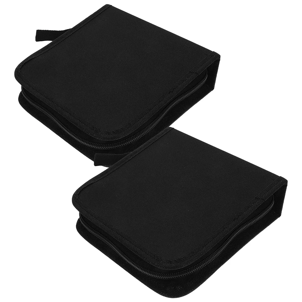 2pcs CD Carrying Pouch Disk Black Polypropylene Holders Travel Case for DVD Zipper Cd Case Albums Cd Binder 40 Pieces