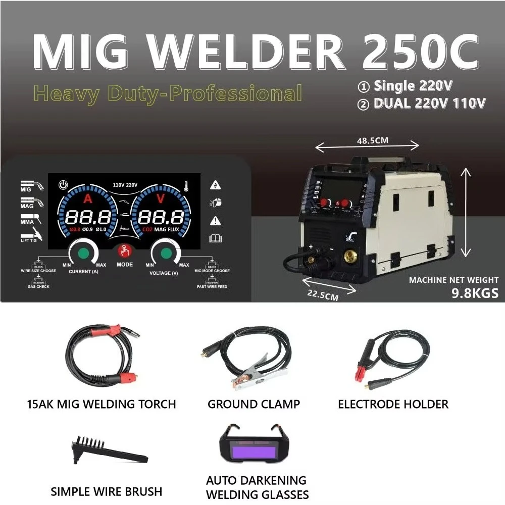 Four-in-one welding machine 220V gas/no gas inverter welding machine, carbon steel, stainless steel, carbon steel