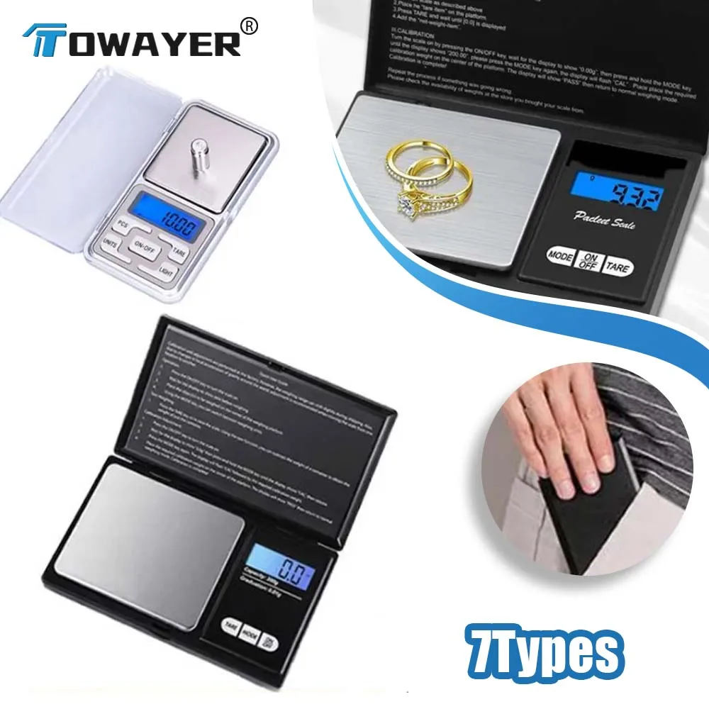 Towayer Electronic Scales  Jewelry Gold Balance Weight Gram LCD Pocket Weighting Digital Kitchen Scale With High Precision 0.01g