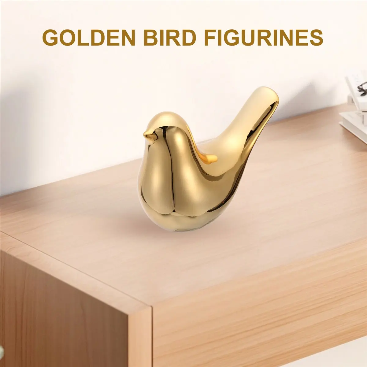 2026 Trend- House Figurines Modern Ceramic Bird Statues Animal Sculpture Home Decoration Crafts Gold Ceramic -XL