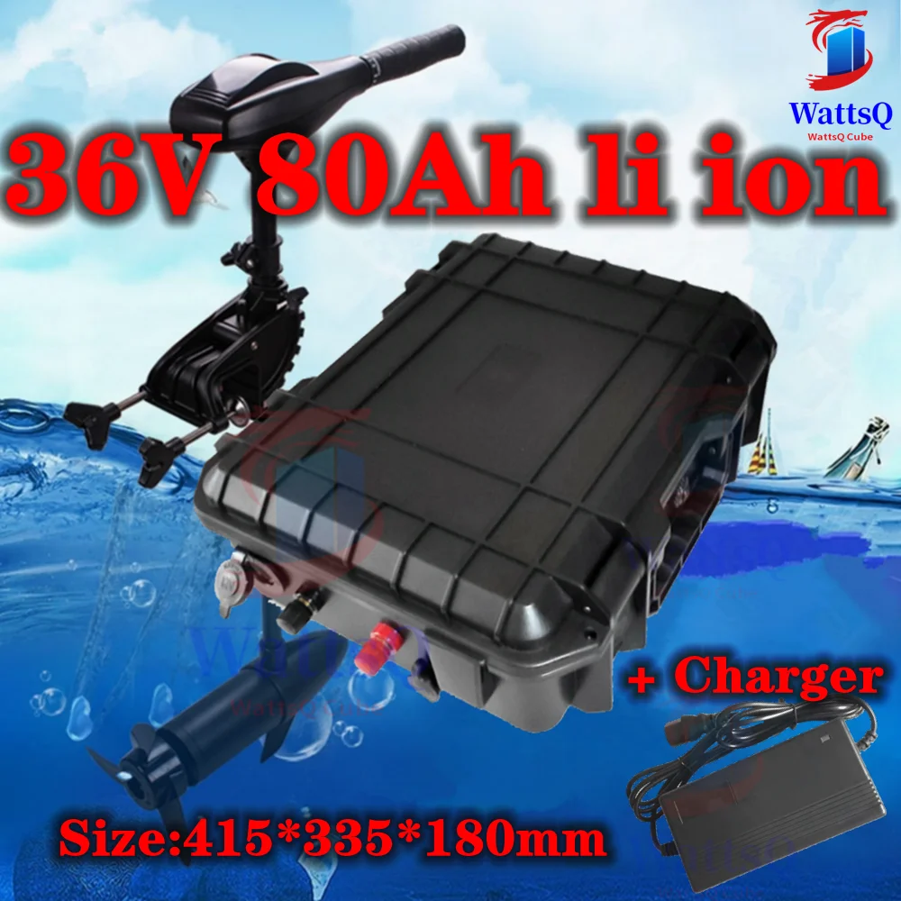 

waterproof 36v 80ah lithium ion battery BMS li ion for 3500w 1000w Bike scooter boat EV golf cart inverter + 10A charger