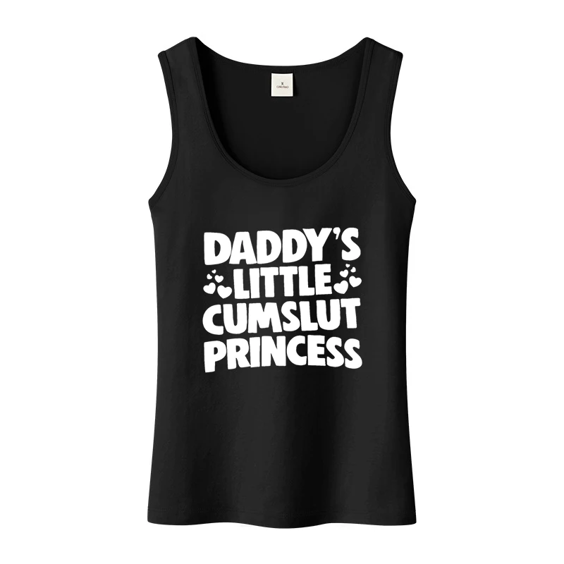 Daddy\'s Little  Princess U-shaped neckline Tank Top Adult Humor Fun Flirty Harajuku Print Sports Top