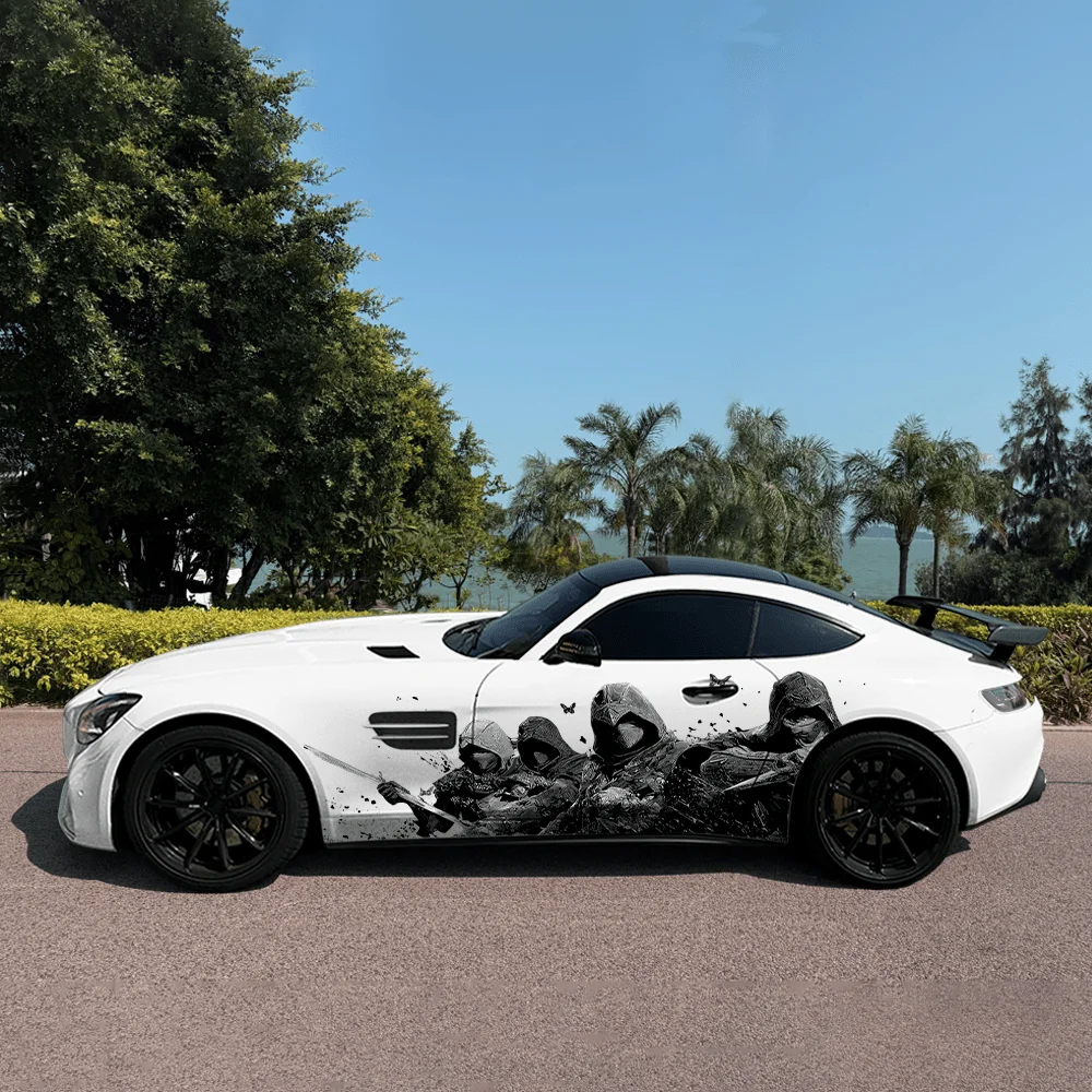 

Cold Masked Samurai Car Side Sticker Decoration, PVC Waterproof Scratch Resistant Decal, Car Protection, Auto Accessories Gift