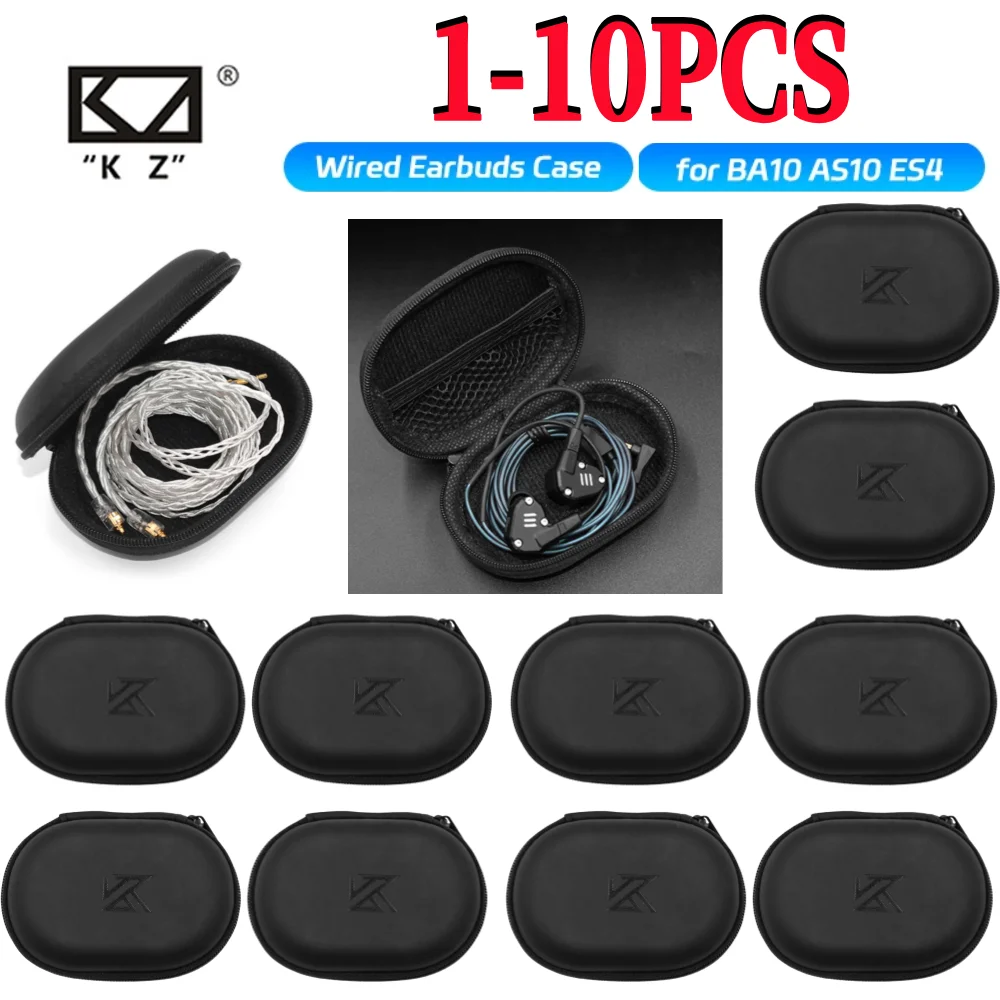 1-10PCS KZ Earphone Accessories Wired Headphones Case Bag EVA Zipper Storage Box for BA10 AS10 ES4 KZ CAA for Xiaomi Universal