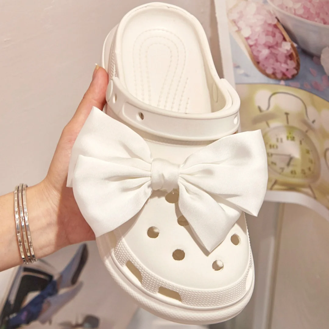 1Pair Diamond Bow Shoe Charm for Crocs Jibbitz Sandals Shoes Charms Decor Cute Fashion DIY Shoe Accessories Clips Women Gifts