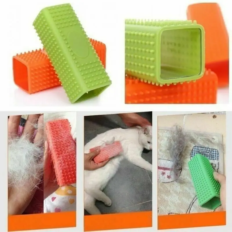 Silicone Pet Hair Removal Brush Cat Grooming Tool Cleaner Brush Comb Cube Cat Dog Hair Shedding Trimming Massage Pet Supplies