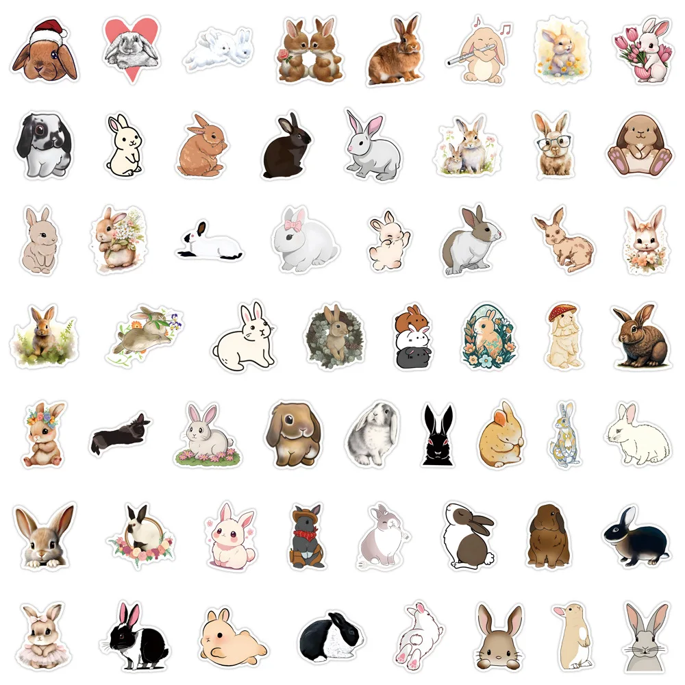 110pcs Cartoon Animal Cute Rabbit Creative Decoration Suitcase Water Cup Computer Waterproof Sticker