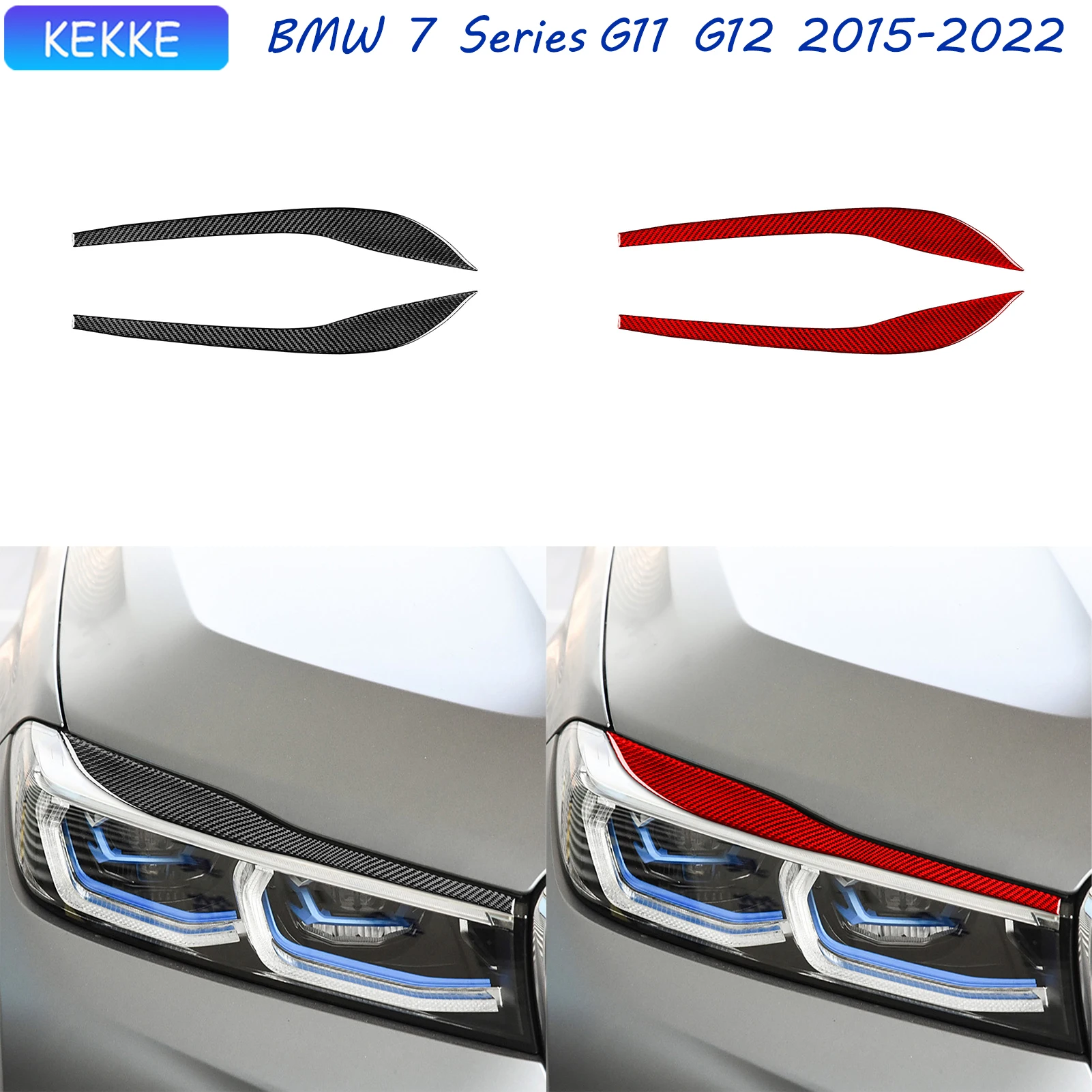 For BMW 7 Series G11 G12 Accessories 2015-2022 Headlight Lamp Brow Eyebrow Carbon Fiber Trim Decal Auto Decoration Sticker