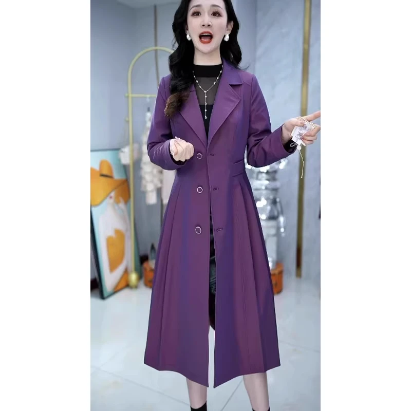 

Ele Casual Women's Coat Slimming Waist Design Faionable Autumn Outerwear Comfortable Polyester Fabric Long Sve