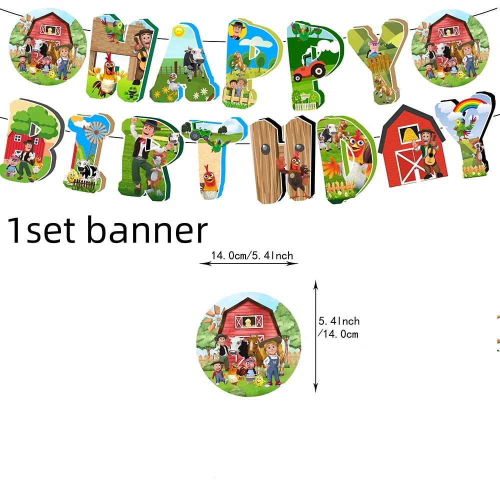 Bauernhof Geburtstag Dekoration Tier Thema Geburtstag Party Liefert Set Geschirr Ballon Platte Tasse Serviette Tischdecke Für Kid Party – Detail 7