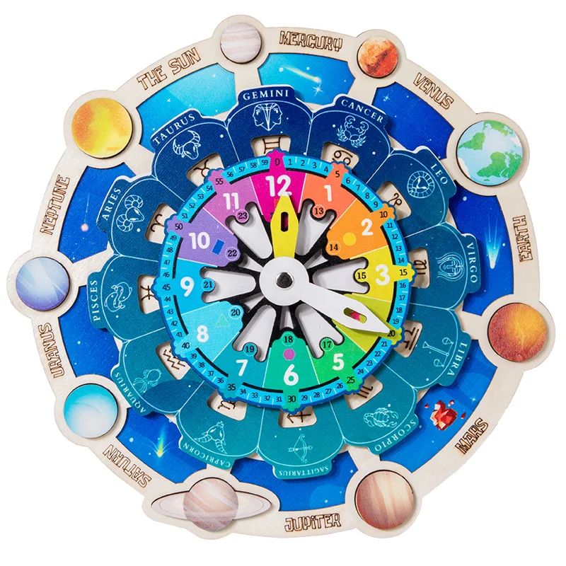 

Children's Planet Constellation Clock Disk Children's Time Cognition Planet Matching Board Baby Early Education Toy Wholesale