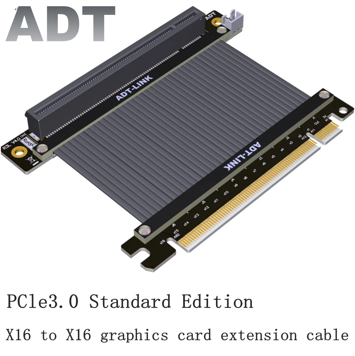 

ADT graphics card extension cable PCIE 3.0x16 suitable for ATX computer chassis graphics card 90 degree flexible cable