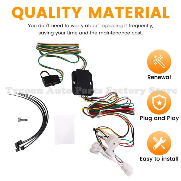 Plug‑and‑Play 4‑Way Flat T‑Connector Trailer Wiring Harness Kit for Toyota Tacoma 1995‑2004 4 Pin Tow Hitch Light Wire Adapter