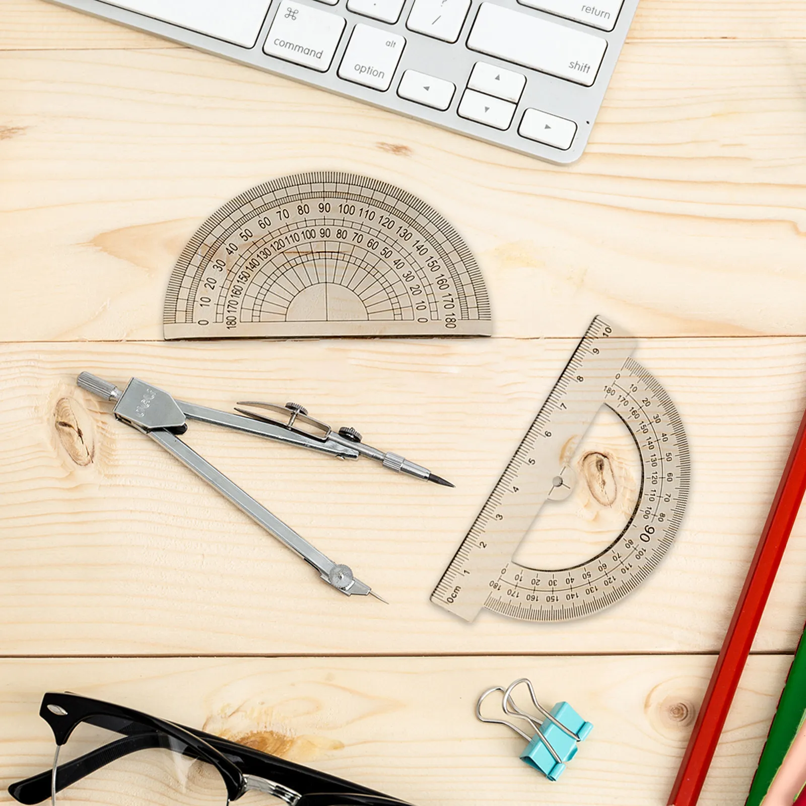 2Sets Math Geometry Tool Set Professional Drafting Ruler Protractor Triangle Board Lightweight Portable Measurement Tool for Art