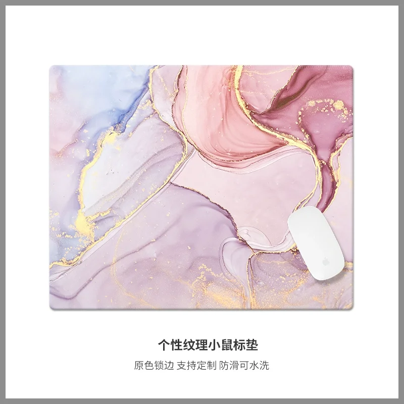 Elegant Marble Texture Small PU Leather Mouse Pad Artistic Design Creative Laptop Keyboard Mat for Office Desk Minimalist Decor