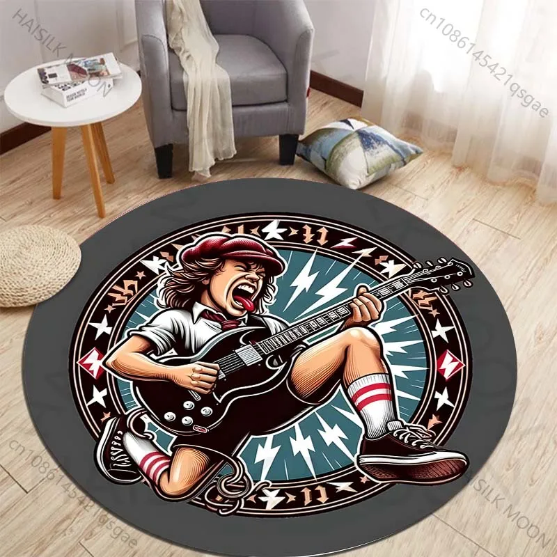 Energetic guitarist performing rock music Printed round carpet living room sofa table carpet large pet mat soft round carpet