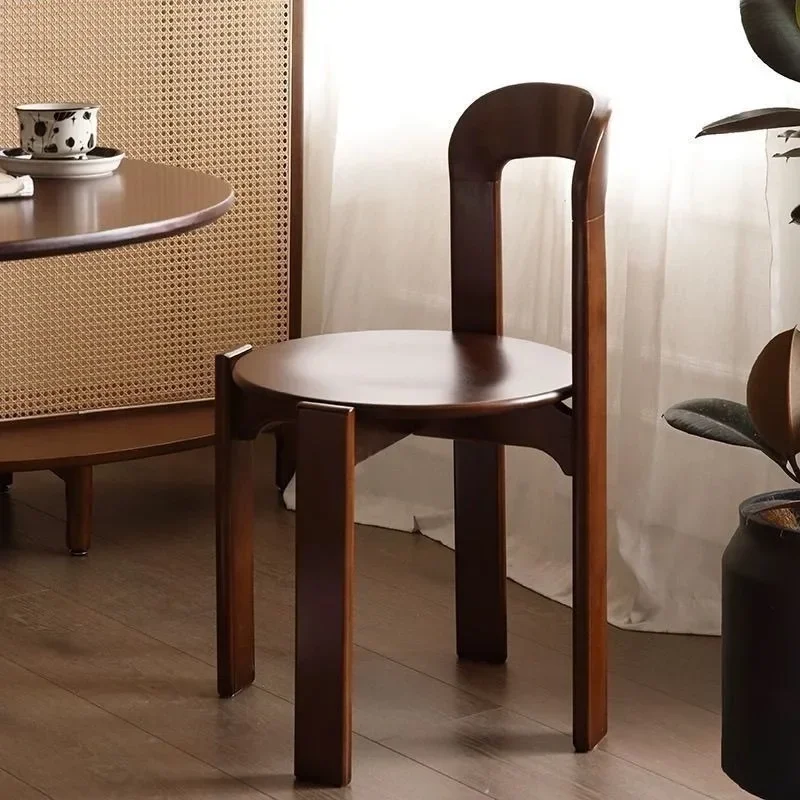 Medium and retro solid wood dining chair light luxury high-end coffee shop homestay back chair designer
