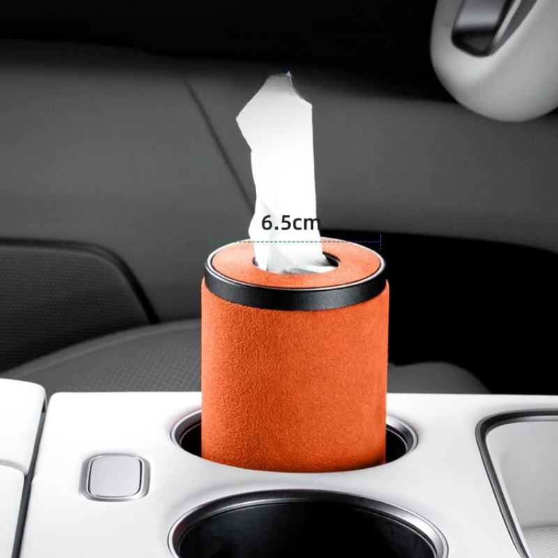 理想汽車i8 アルカンターラ スエード製 センターコントロール円筒型ティッシュボックス装飾 車内改造アクセサリー