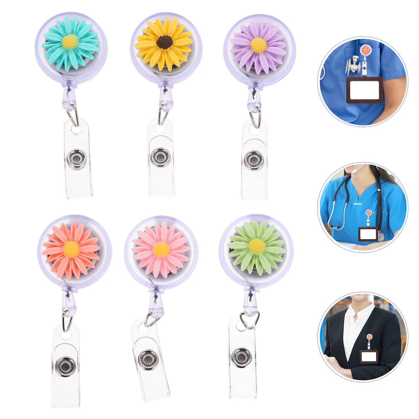 

6Pcs Nurse Badge Holder Retractable Clip Lightweight Resin Name Tag Holder Perfect for Doctors Nurses and Office Workers