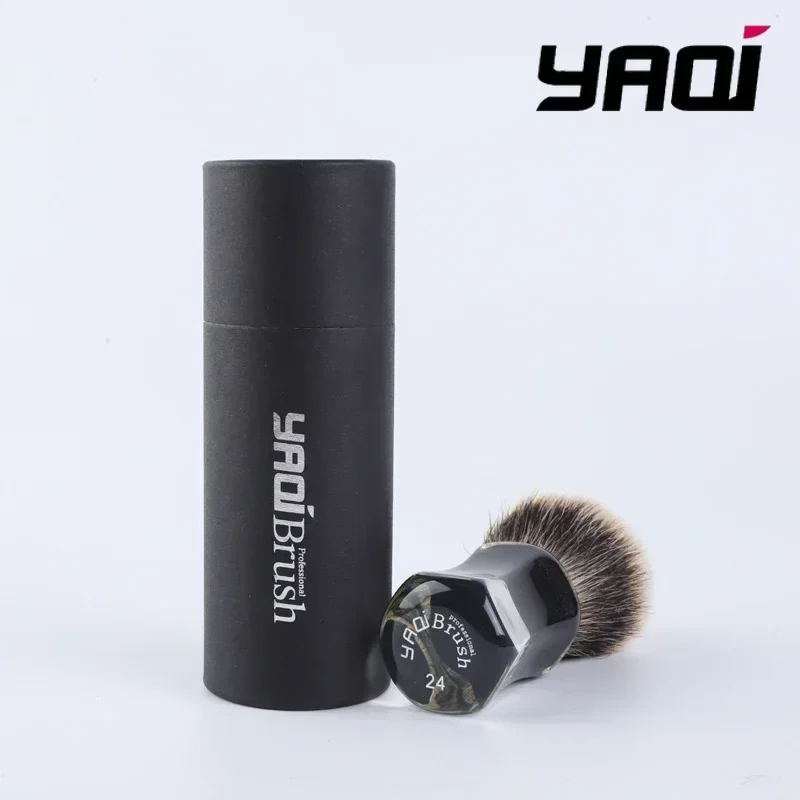 yaqi-shaving-brush-24mm-two-band-badger-hair-clear-handle-beard-wet-shaving-brush-men-shaving-brush-birthday-gift-for-boyfriend
