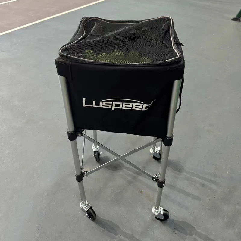 Large Capacity Tennis Coach Car Movable Tennis Collection Cart Foldable Durable Balls Training Vehicle Portable Sports Equipment