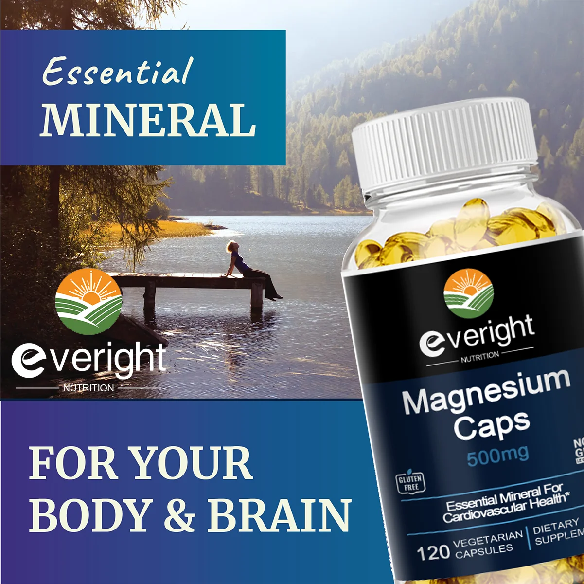 Magnesium Caps 500 mg MagnesiumOxide, citrate, succinate supplement forNerous System, Bones, MetabolismHealthy support